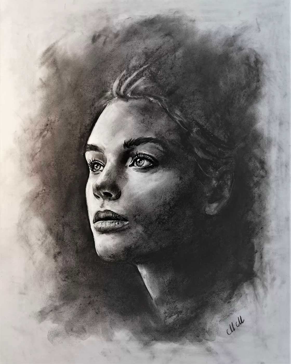 charcoal face drawing