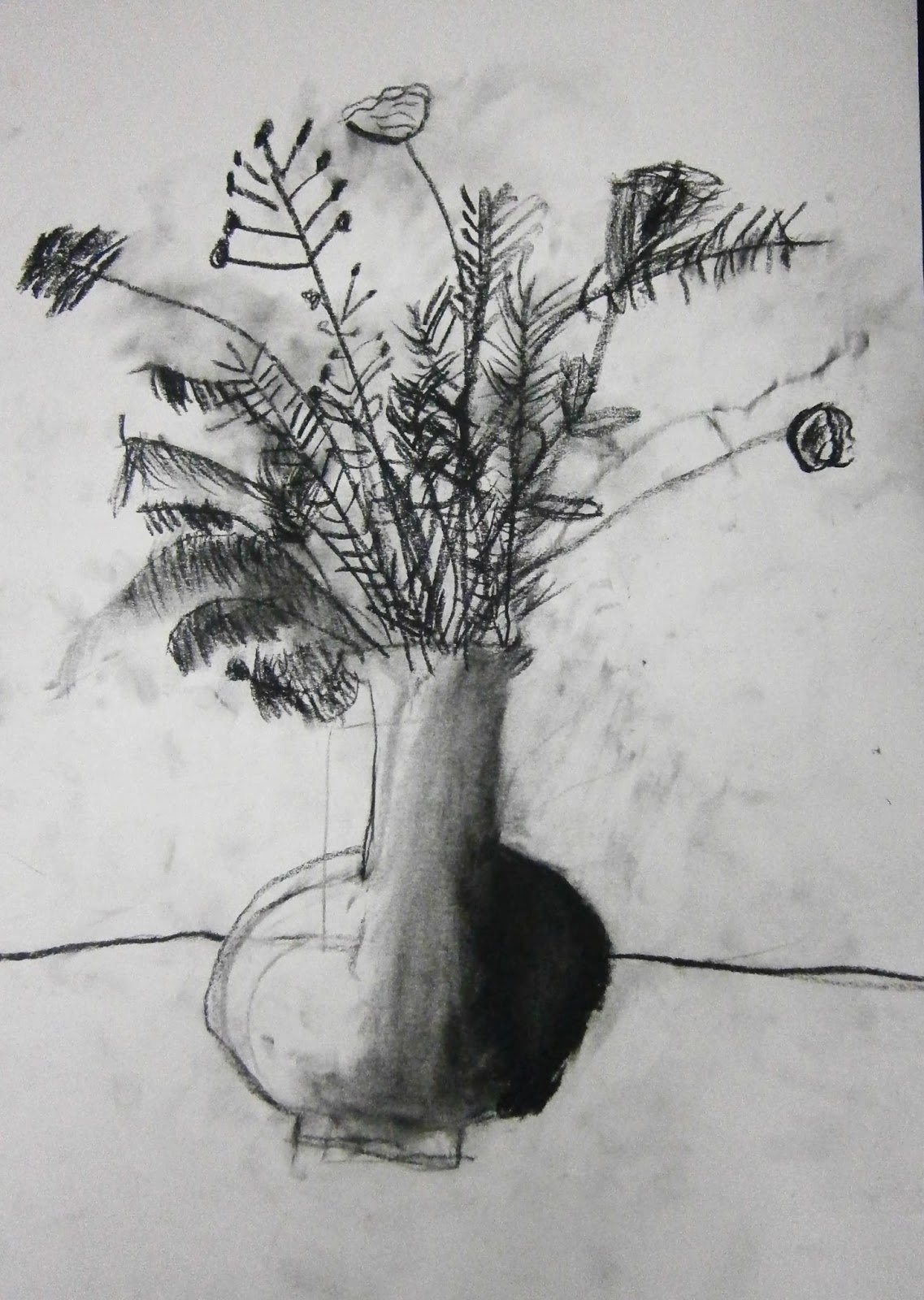 charcoal flower drawing
