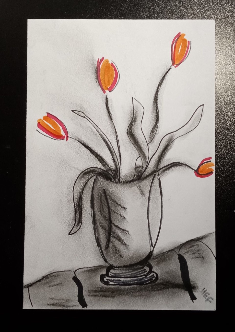 charcoal flower drawing