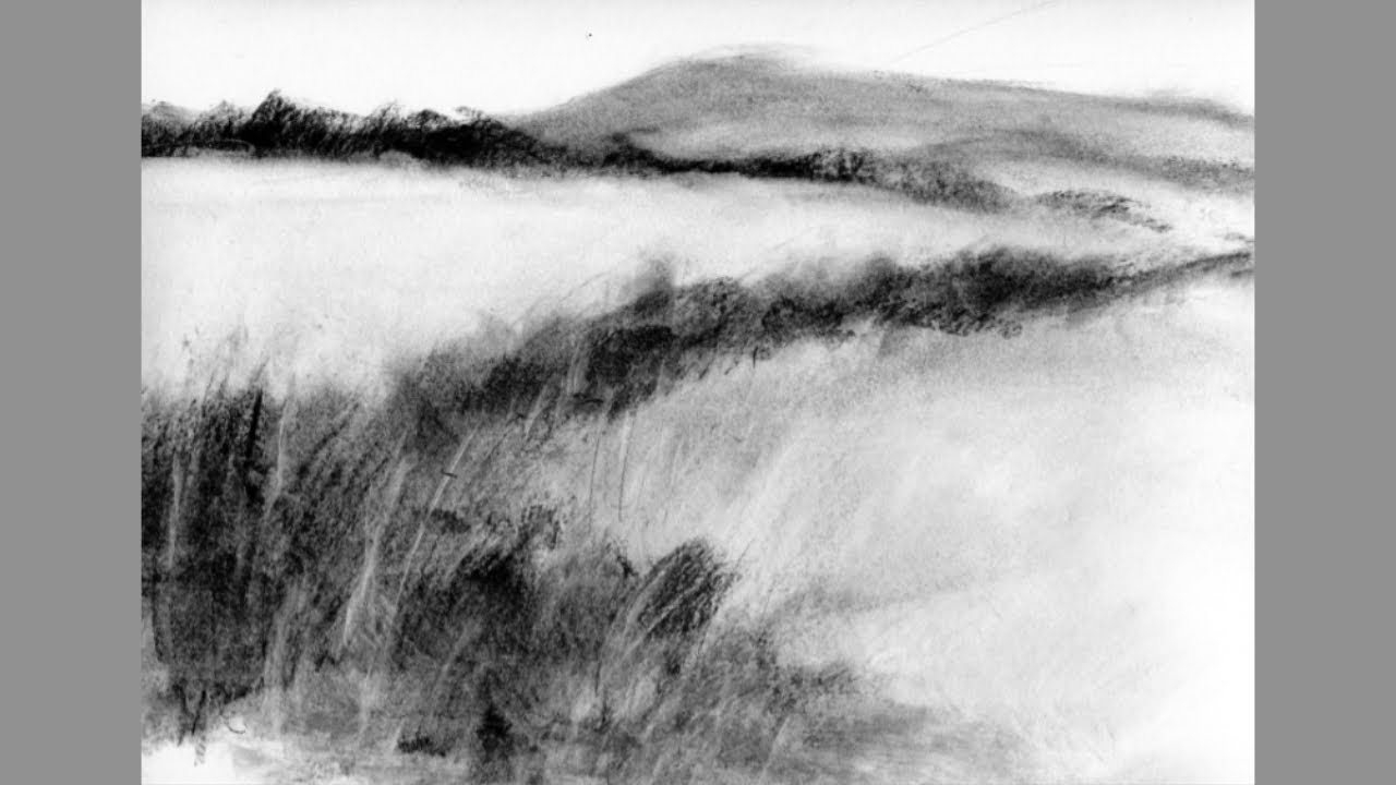 landscape charcoal  drawing