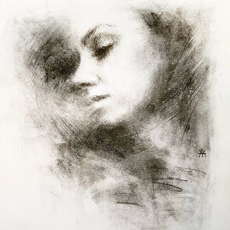 abstract meaningful  charcoal drawing