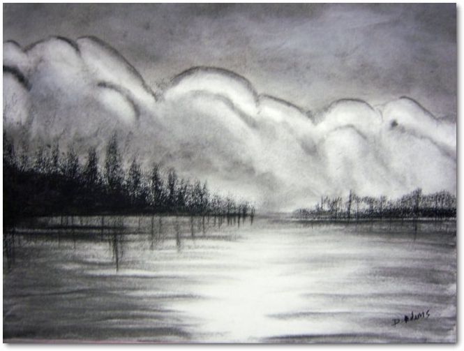 charcoal water drawing