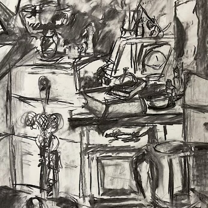 charcoal drawing still life