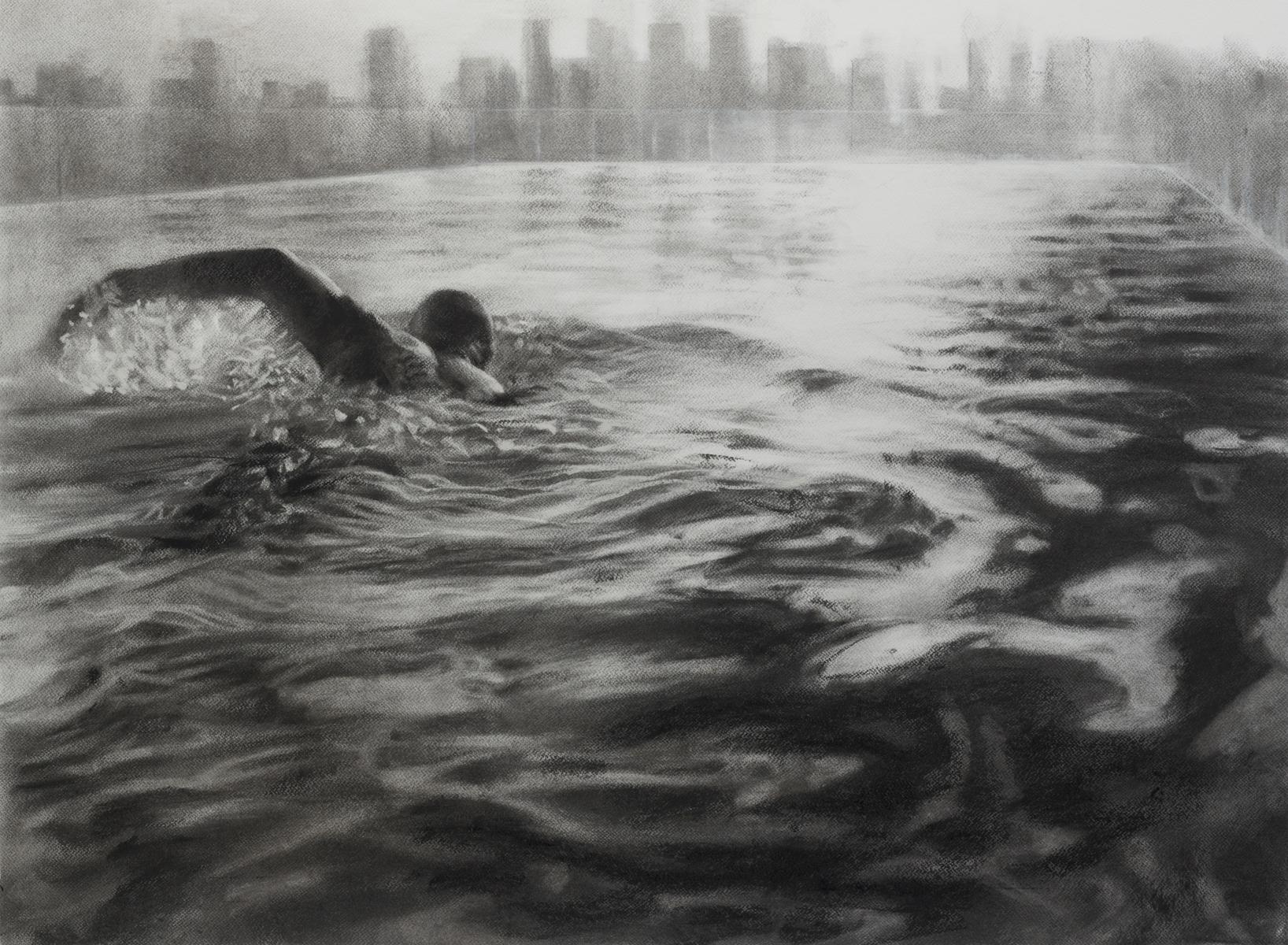 water charcoal drawing