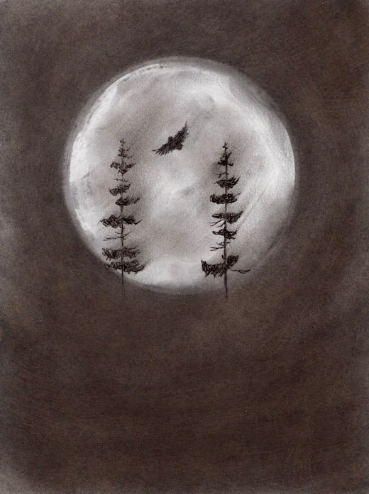 charcoal moon drawing