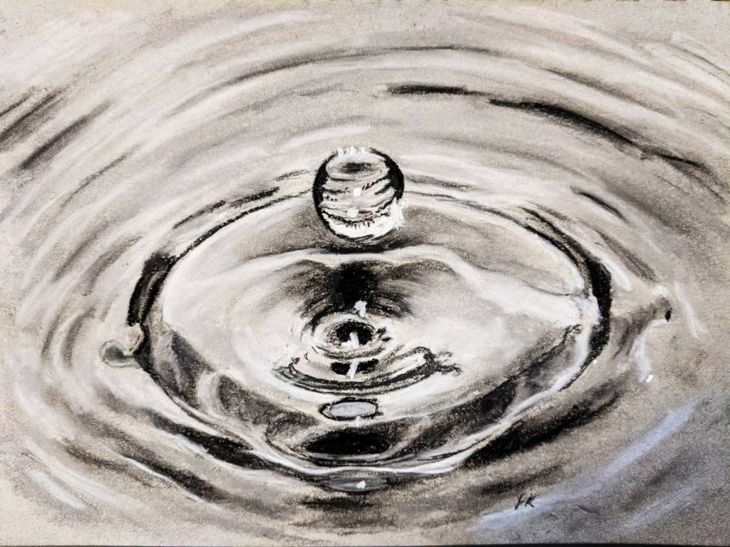 water charcoal drawing