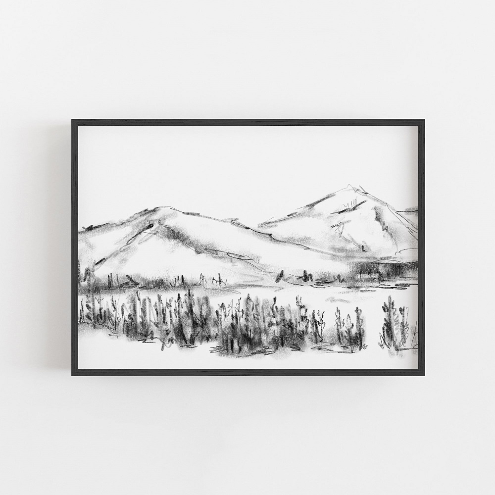 charcoal mountain drawing