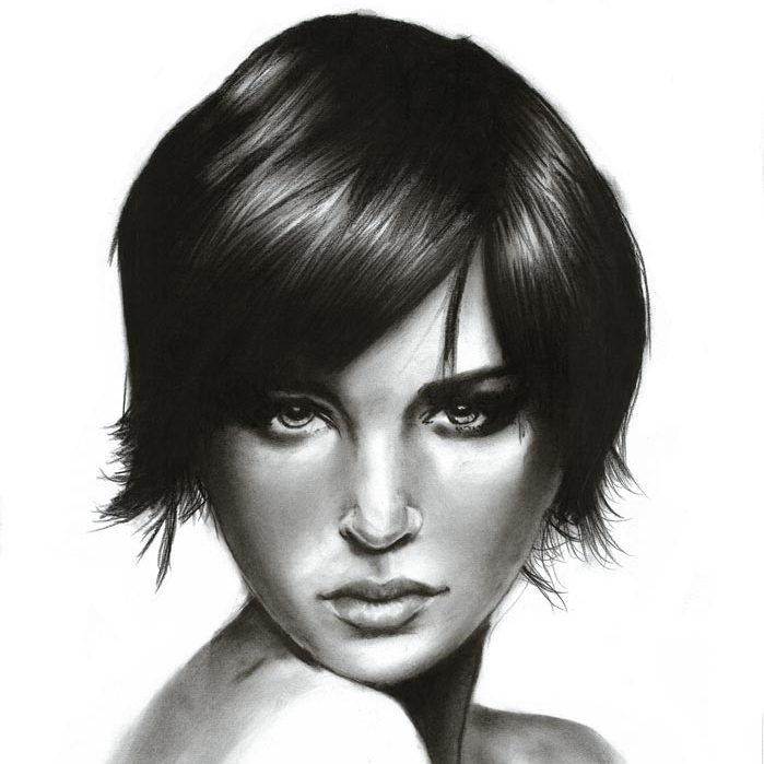 realistic beautiful charcoal drawing