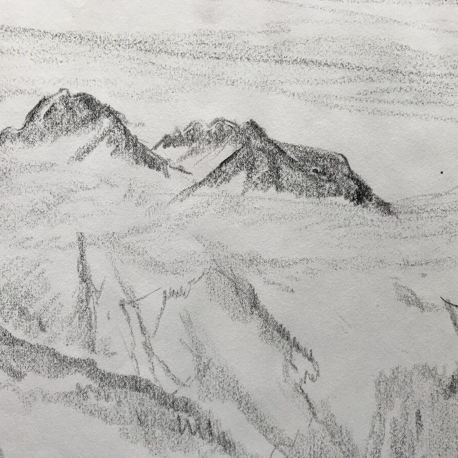 charcoal mountain drawing