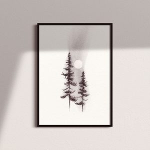 charcoal pine tree drawing