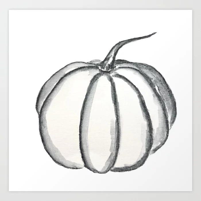 charcoal pumpkin  drawing