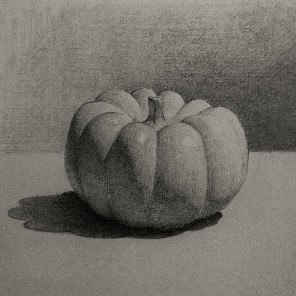 charcoal pumpkin  drawing