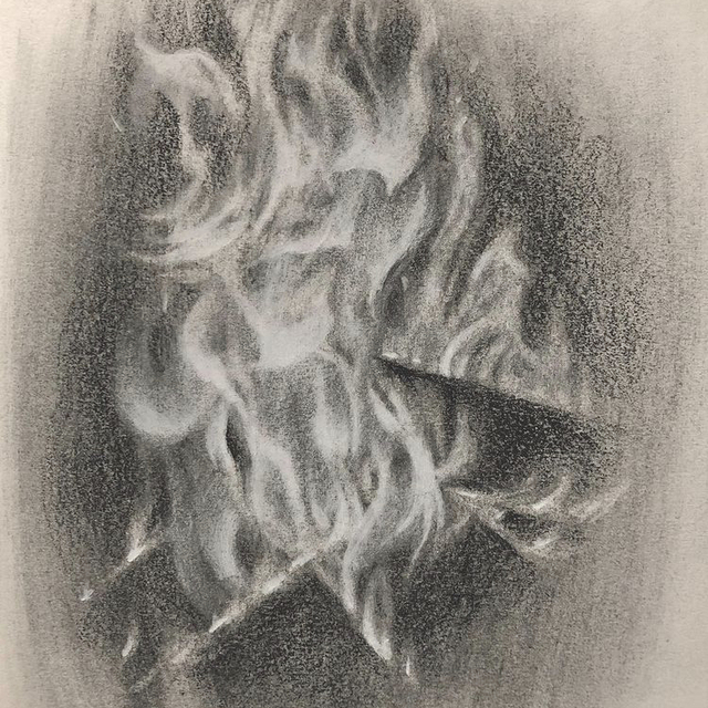 fire charcoal drawing