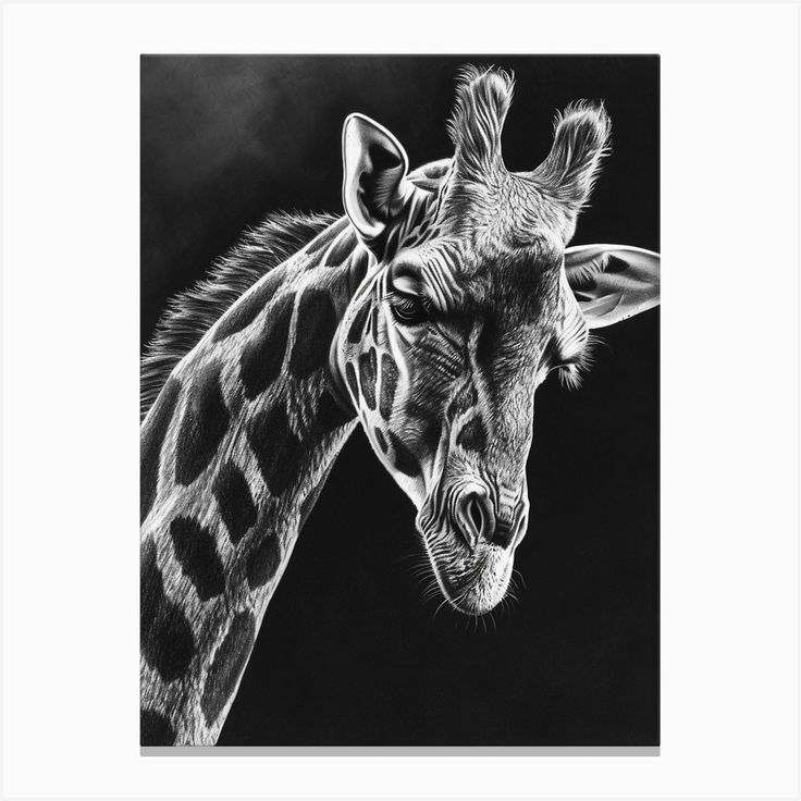 giraffe charcoal drawing