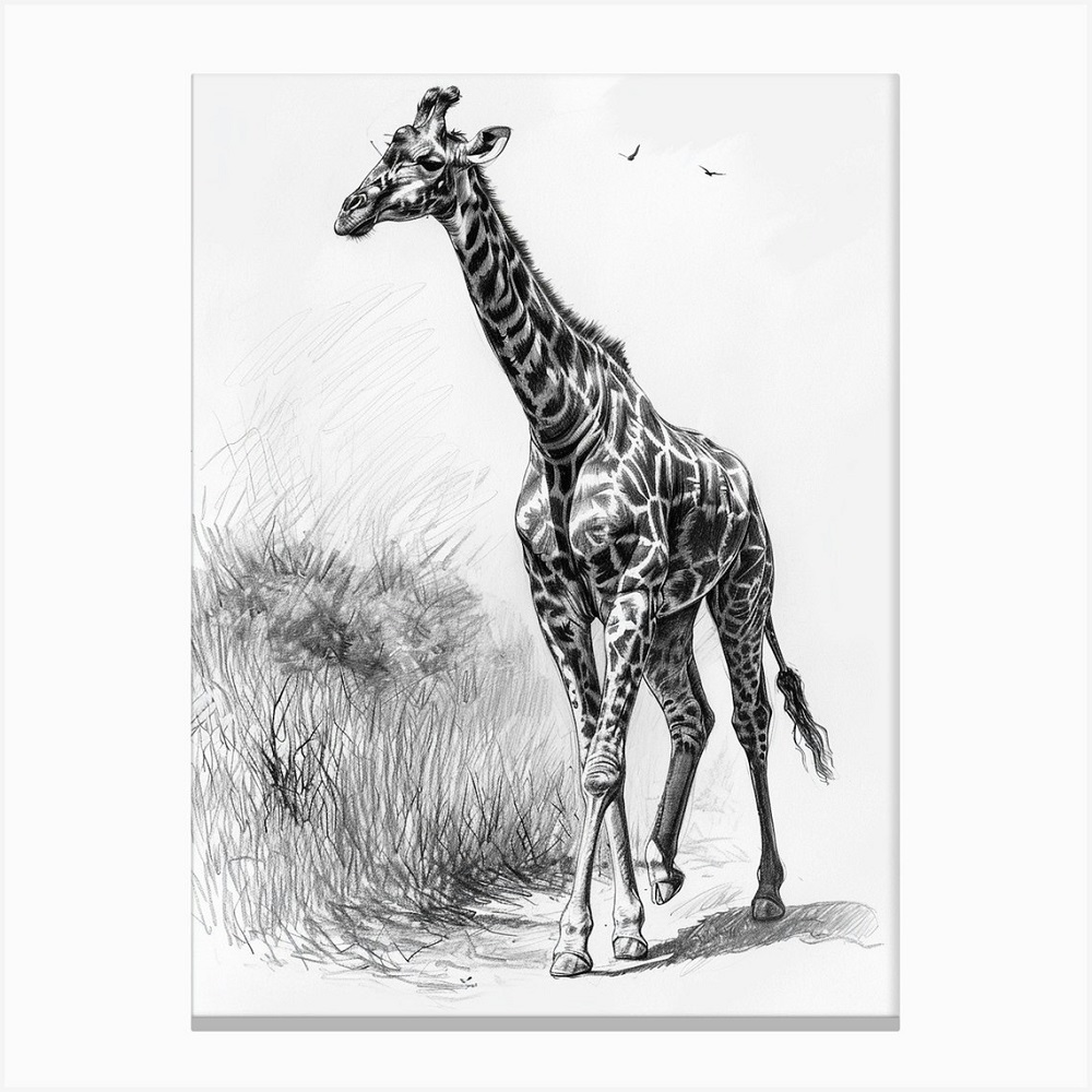 giraffe charcoal drawing