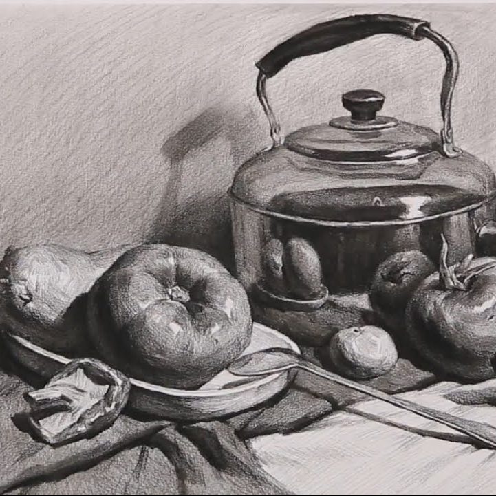 charcoal still life drawing