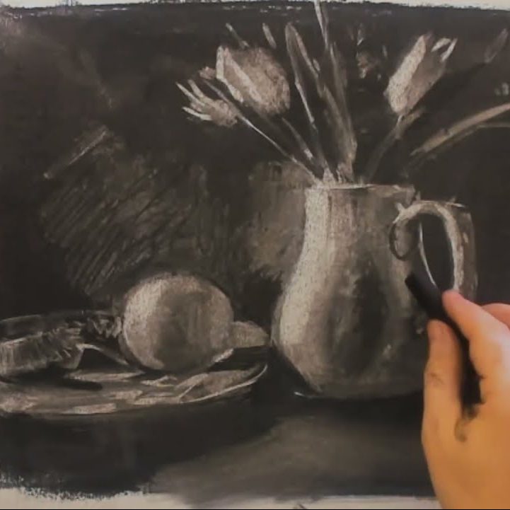 charcoal still life drawing