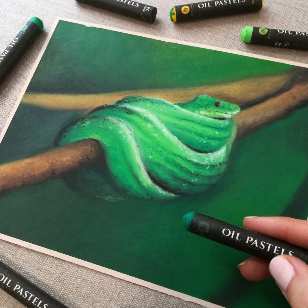 painting with oil pastels