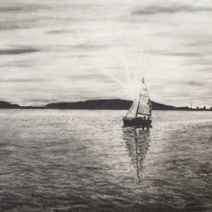 ocean charcoal drawing