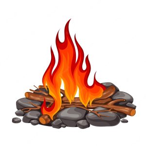 bonfire-with-charcoal-firewood