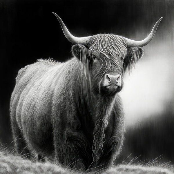 cow charcoal drawing