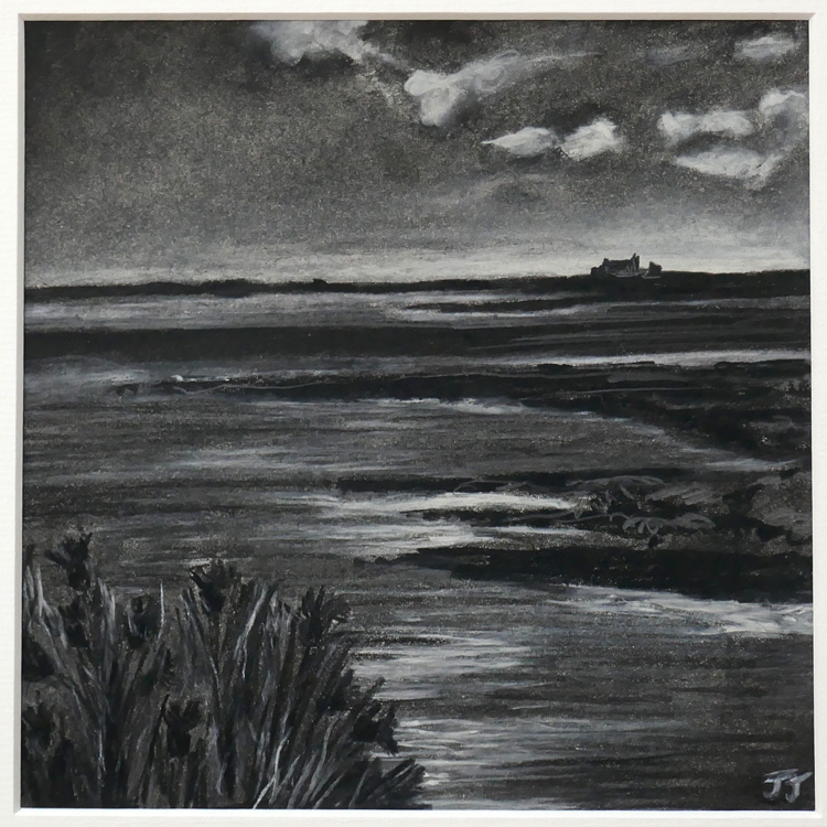 ocean charcoal drawing