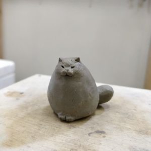 cat clay sculpture