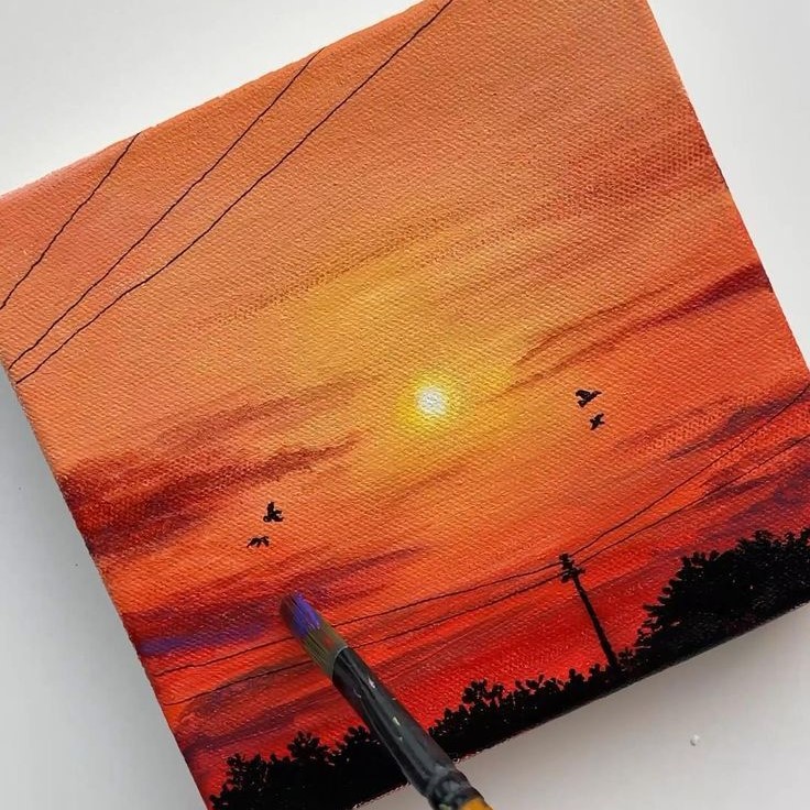 sunset canvas painting