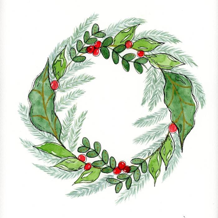 christmas wreath drawing