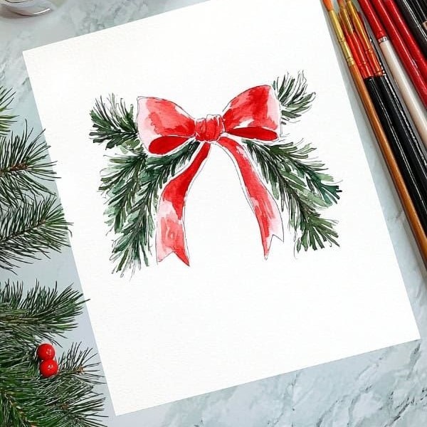 diy watercolor christmas cards