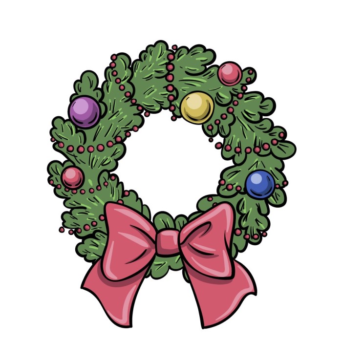 christmas wreath drawing