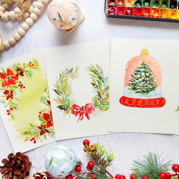 diy watercolor christmas cards