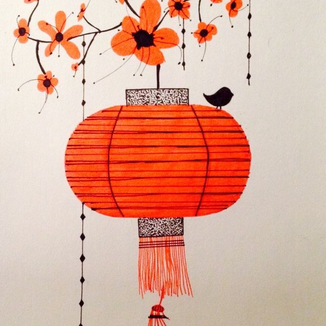 chinese lantern drawing