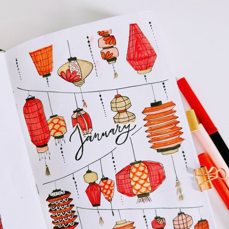 chinese lantern drawing