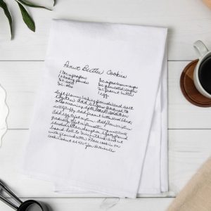 recipe printed on tea towel
