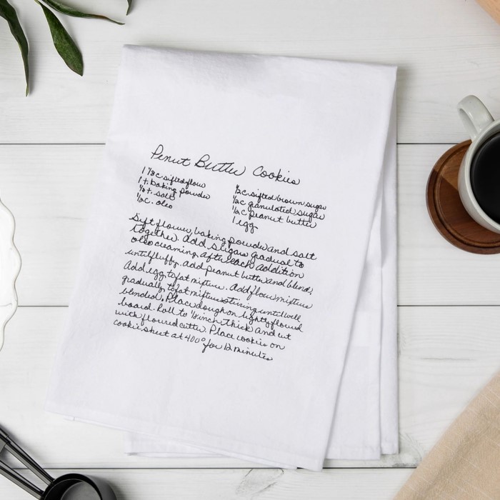 recipe printed on tea towel
