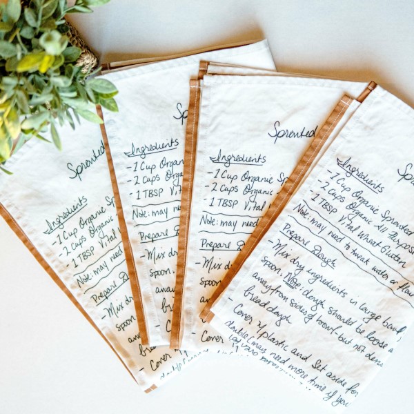 recipe printed on tea towel