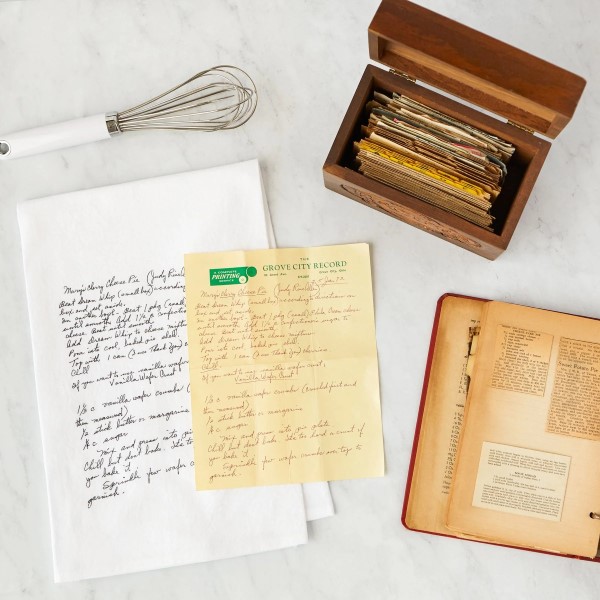 recipe printed on tea towel