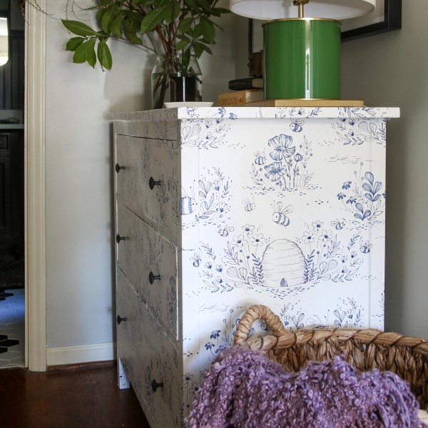 diy wallpaper dresser