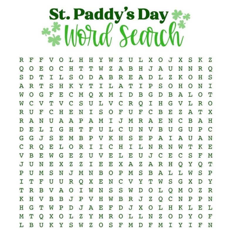 st patrick's day word search