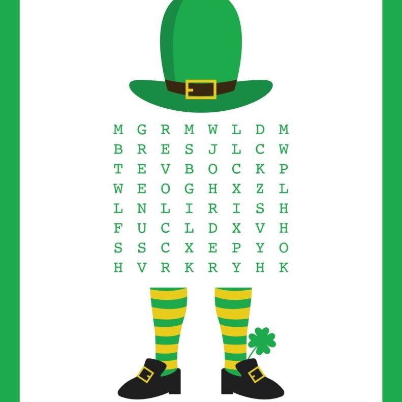 st patrick's day word search