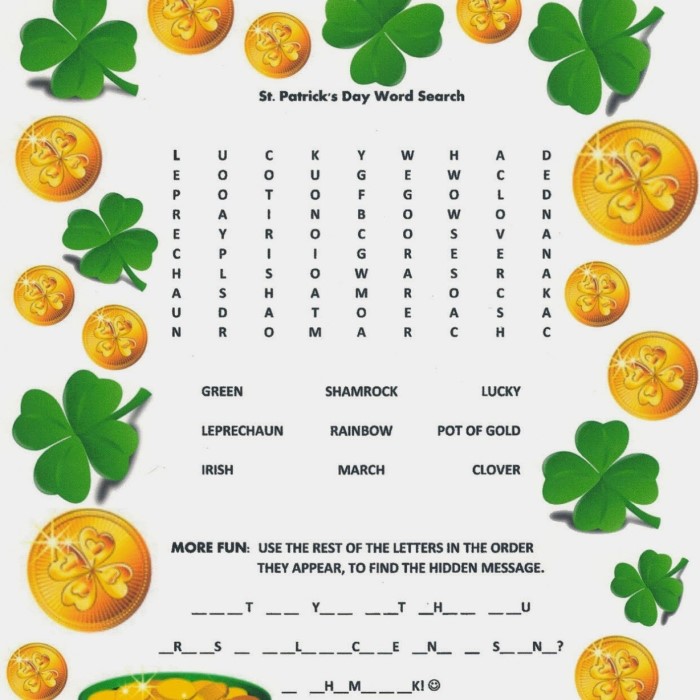 st patrick's day word search